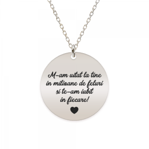 Colier argint banut 20 mm - personalizata cu text